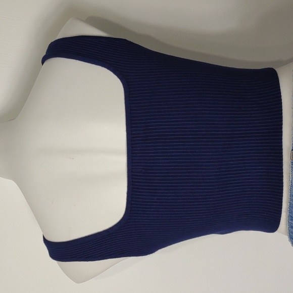 House Of Harlow 1960 Navy Blue Ribbed Knit Crop Top Size Medium - Picture 5 of 6